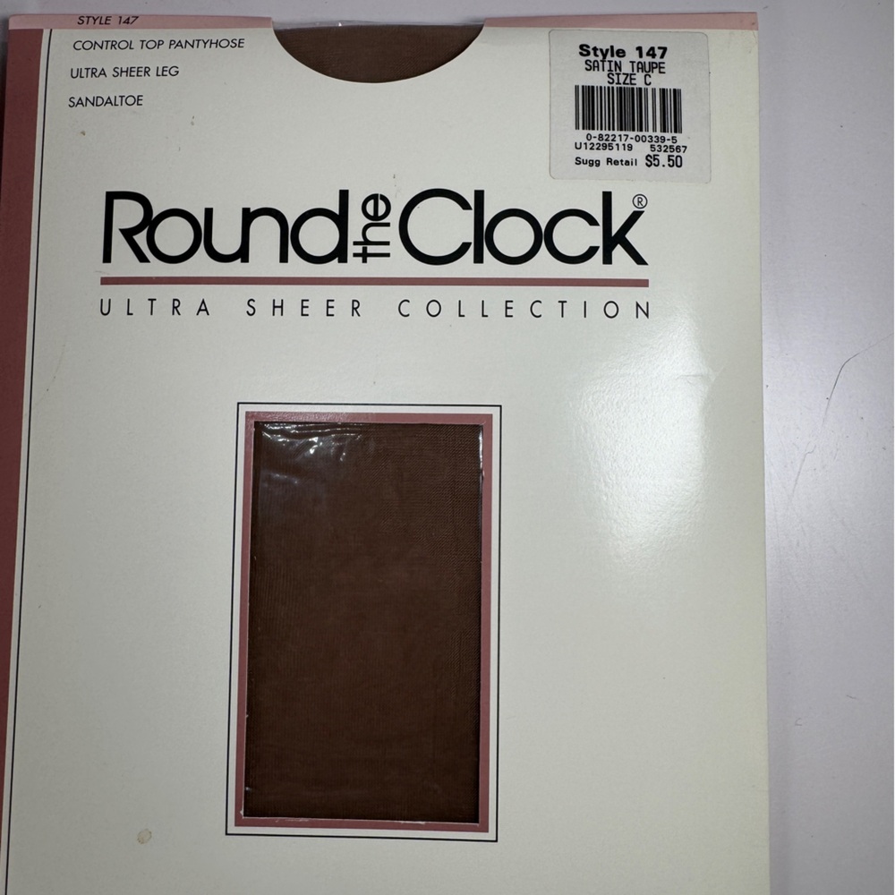 Two pair ROUND the CLOCK Sheer Leg Control Top Pantyhose Sz C Sandaltoe NEW